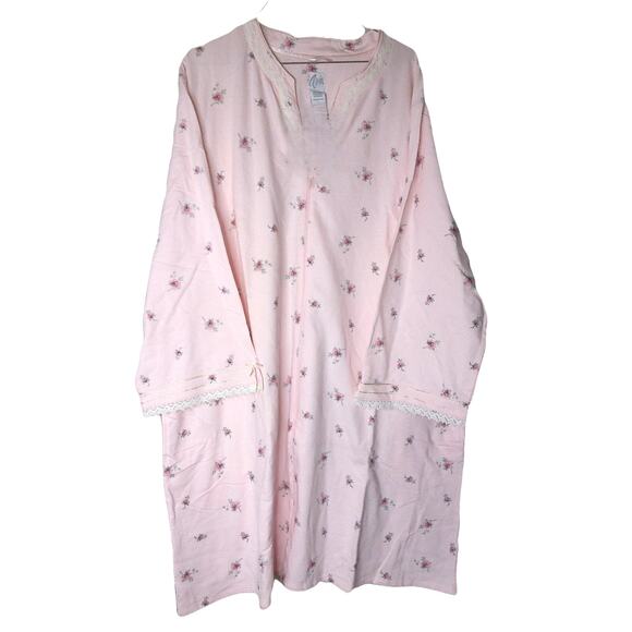 Vintage Aria Floral Lace Zip Front Pajama Robe Size 2X New - Picture 1 of 6